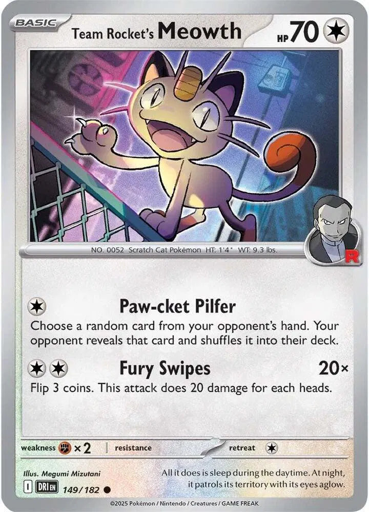 Team Rocket's Meowth 149/182 · Reverse Holofoil (Destined Rivals)