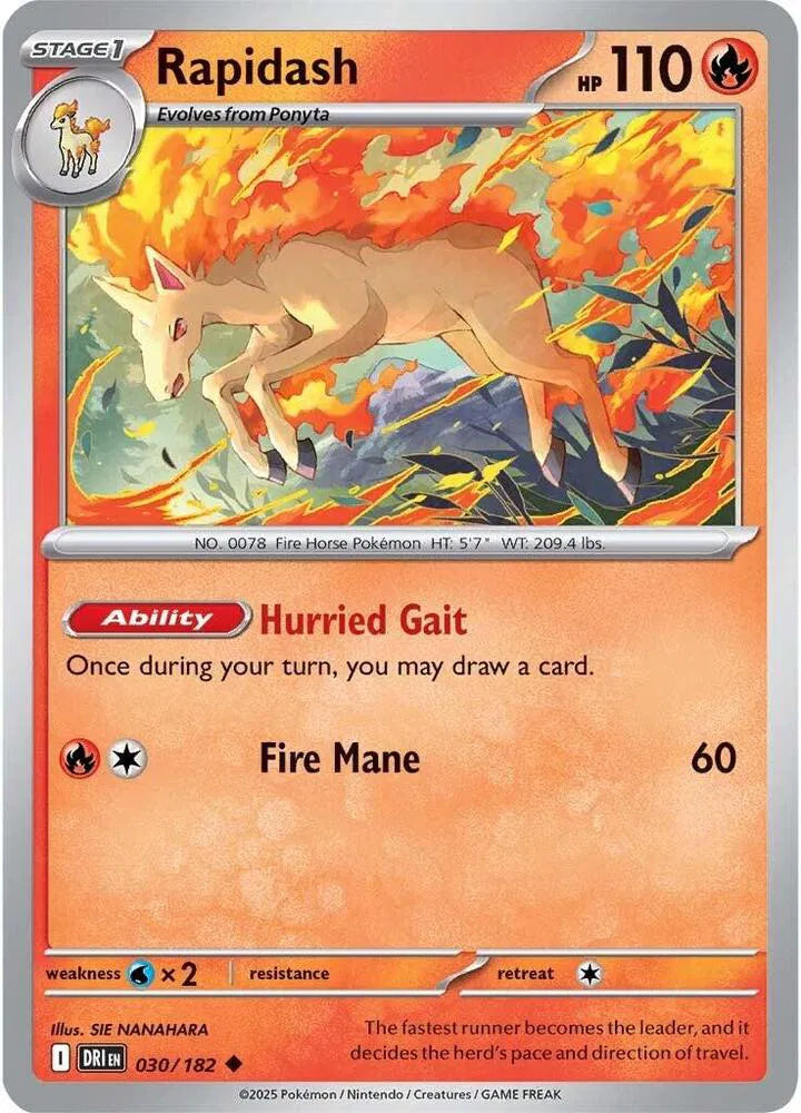 Rapidash 030/182 · Reverse Holofoil (Destined Rivals)