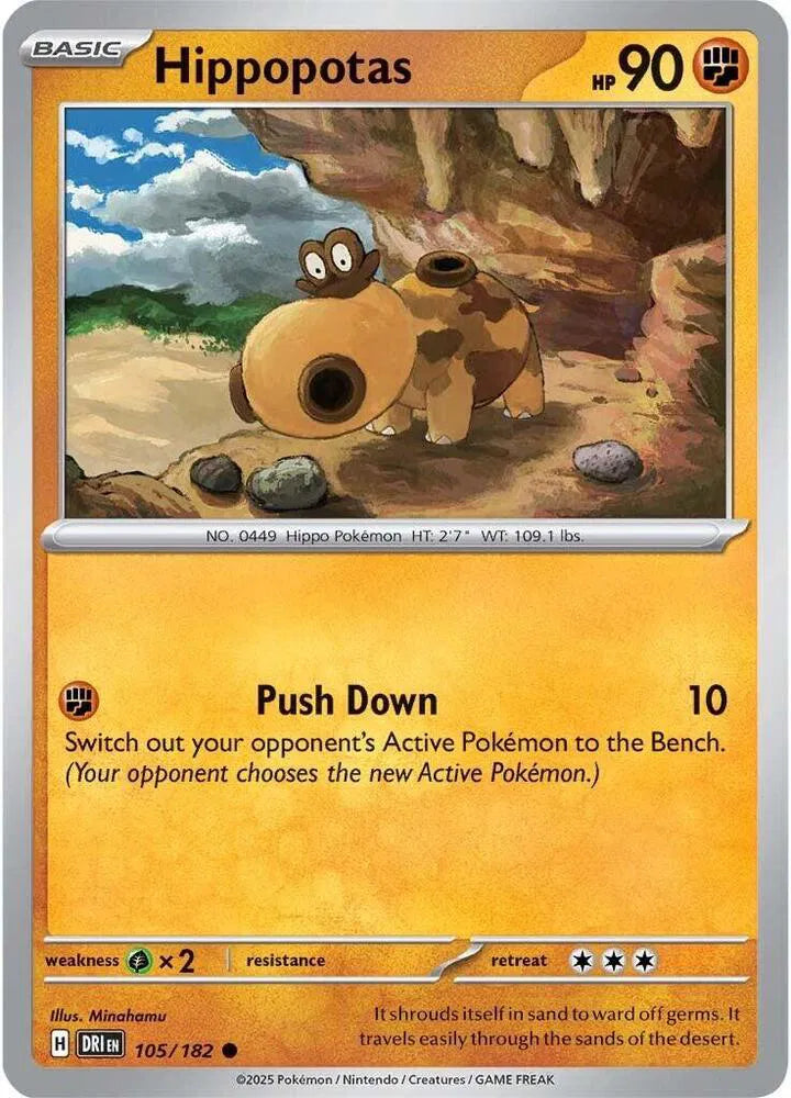 Hippopotas 105/182 · Reverse Holofoil (Destined Rivals)
