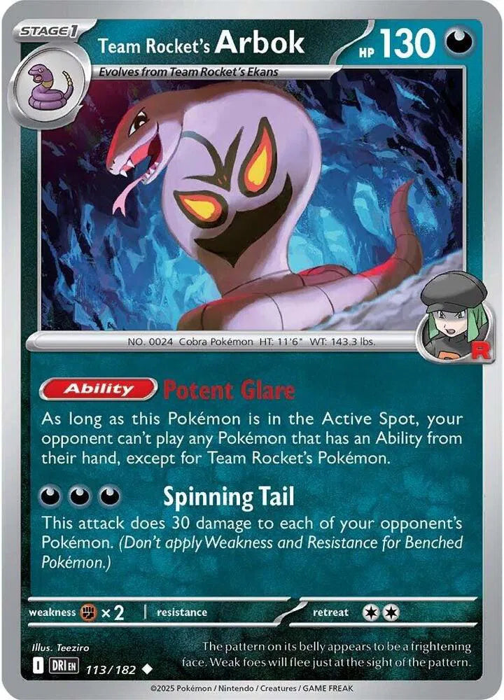 Team Rocket's Arbok - 113/182 Reverse Holo