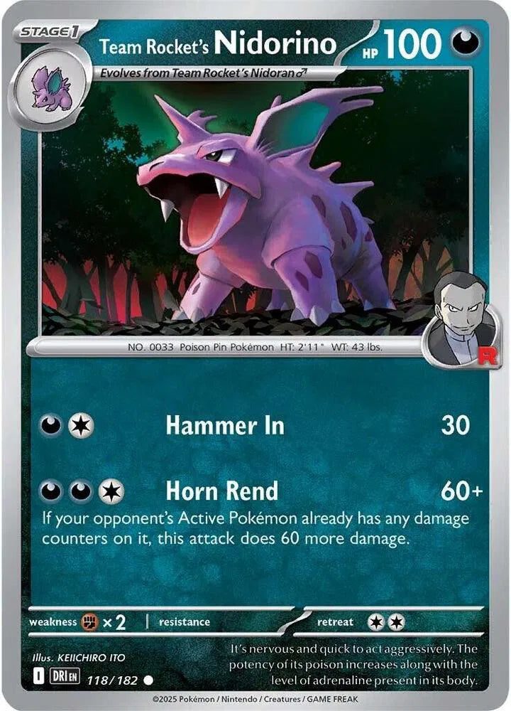 Team Rocket's Nidorino 118/182 · Reverse Holofoil (Destined Rivals)
