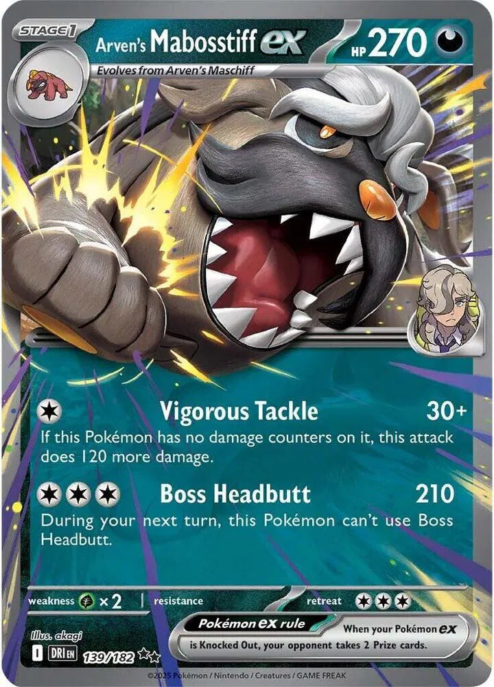 Arven's Mabosstiff ex 139/182 · Holofoil (Destined Rivals)