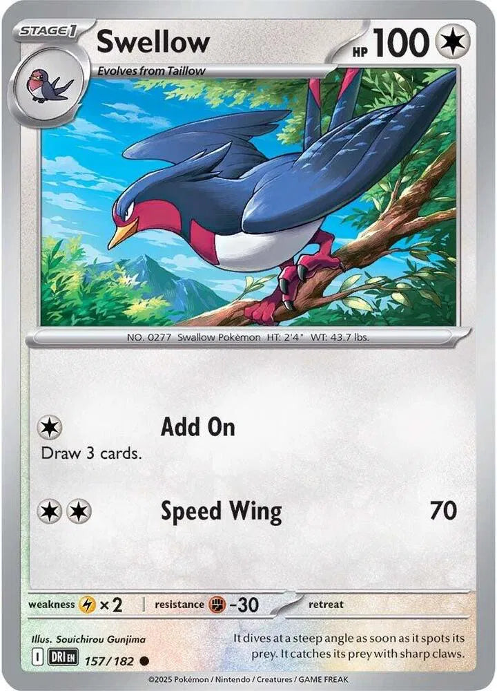 Swellow 157/182 · Reverse Holofoil (Destined Rivals)