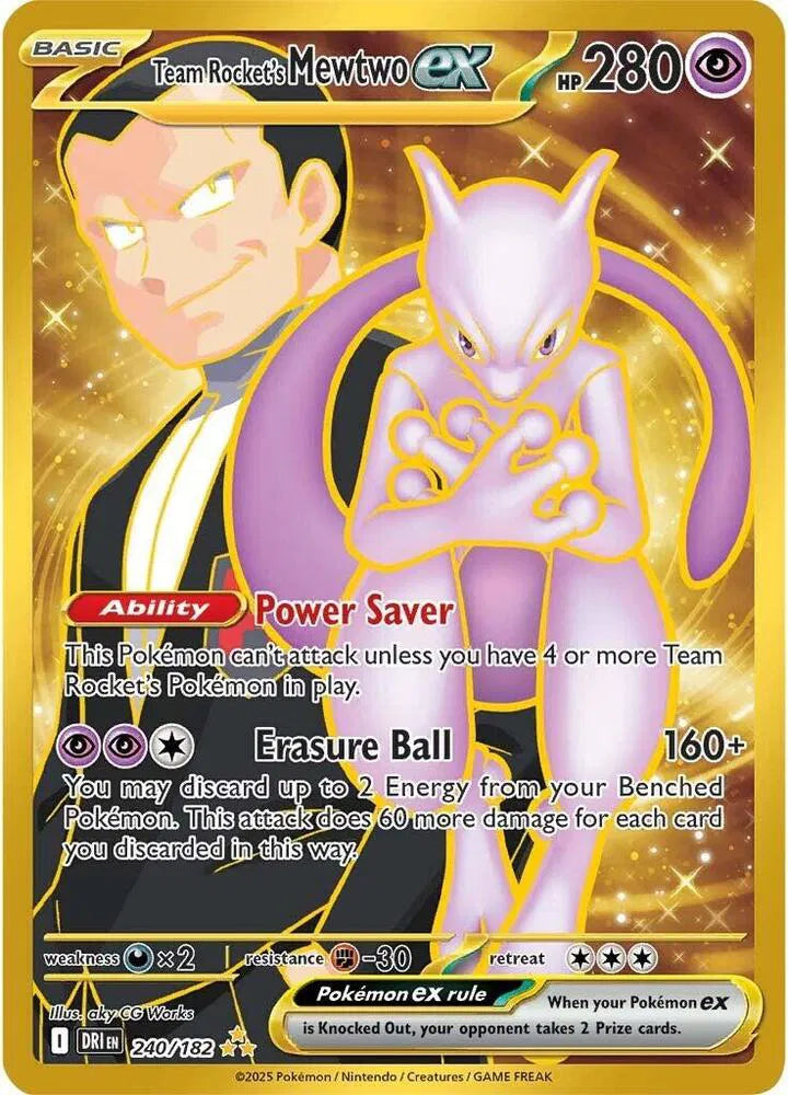 Team Rocket's Mewtwo ex 240/182 (Destined Rivals) — PSA 10