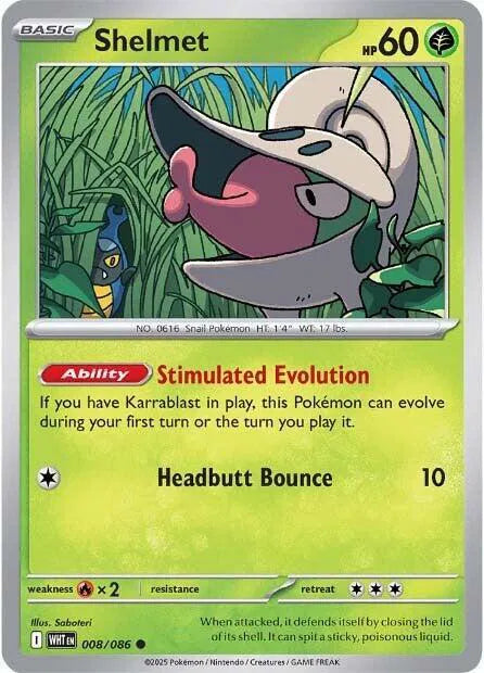 Shelmet 008/086 · Reverse Holofoil (White Flare)