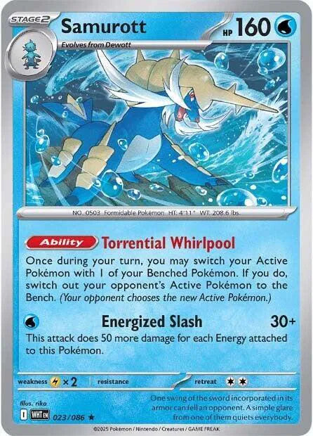 Samurott 023/086 · Holofoil (White Flare)