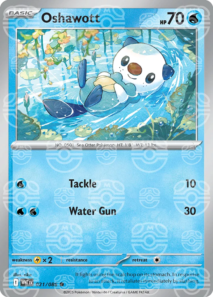 Oshawott (Master Ball Pattern) 021/086 · Holofoil (White Flare)