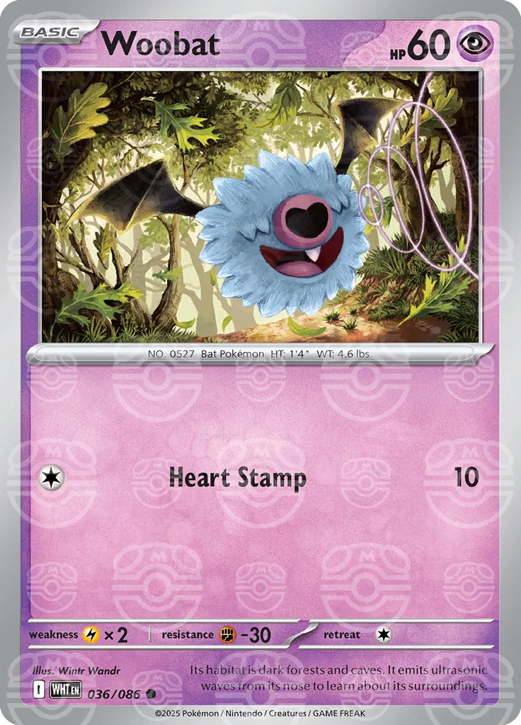 Woobat - 036/086 (Master Ball Pattern) - SV: White Flare (WHT)