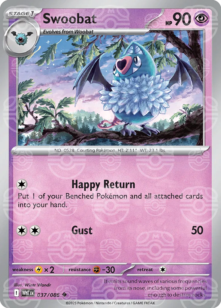 Swoobat (Master Ball Pattern) 037/086 · Holofoil (White Flare)