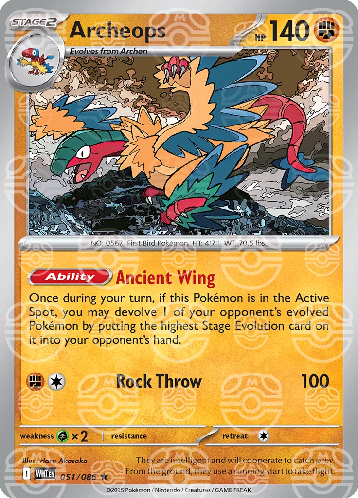Archeops (Master Ball Pattern) 051/086 · Holofoil (White Flare)