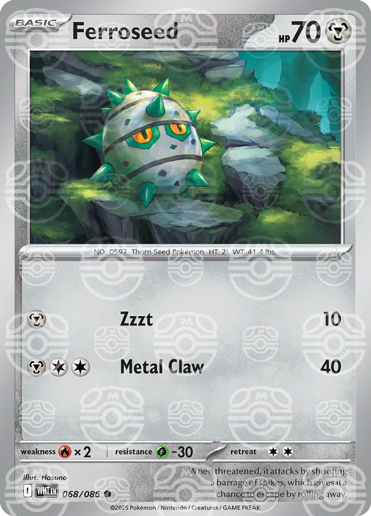 Ferroseed (Master Ball Pattern) 068/086 · Holofoil (White Flare)