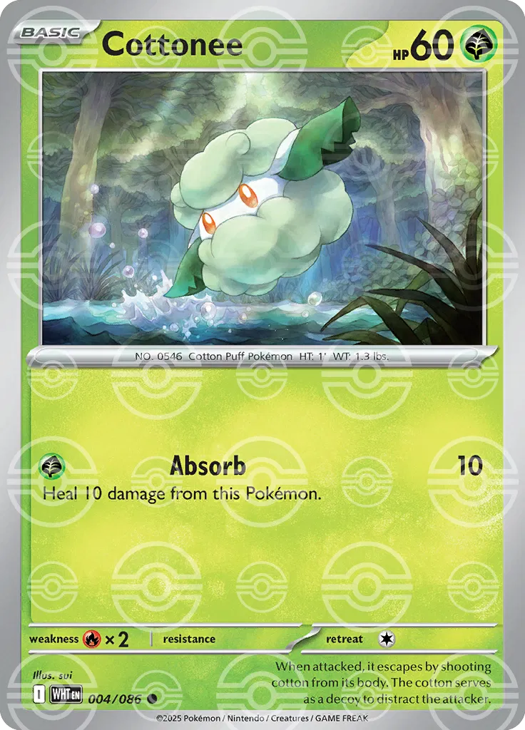 Cottonee (Poke Ball Pattern) 004/086 · Holofoil (White Flare)