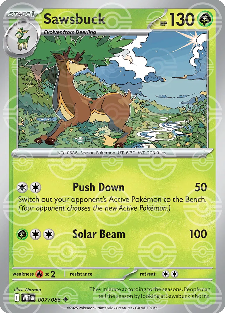 Sawsbuck (Poke Ball Pattern) 007/086 · Holofoil (White Flare)