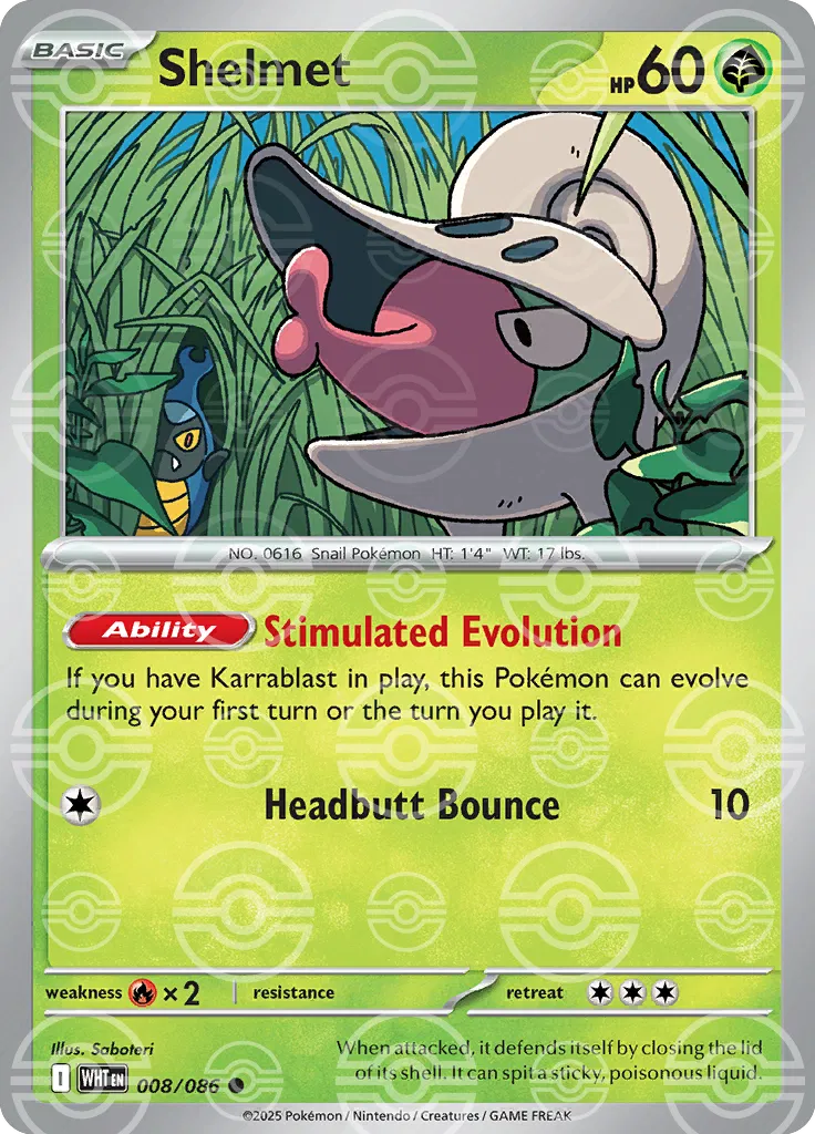 Shelmet (Poke Ball Pattern) 008/086 · Holofoil (White Flare)