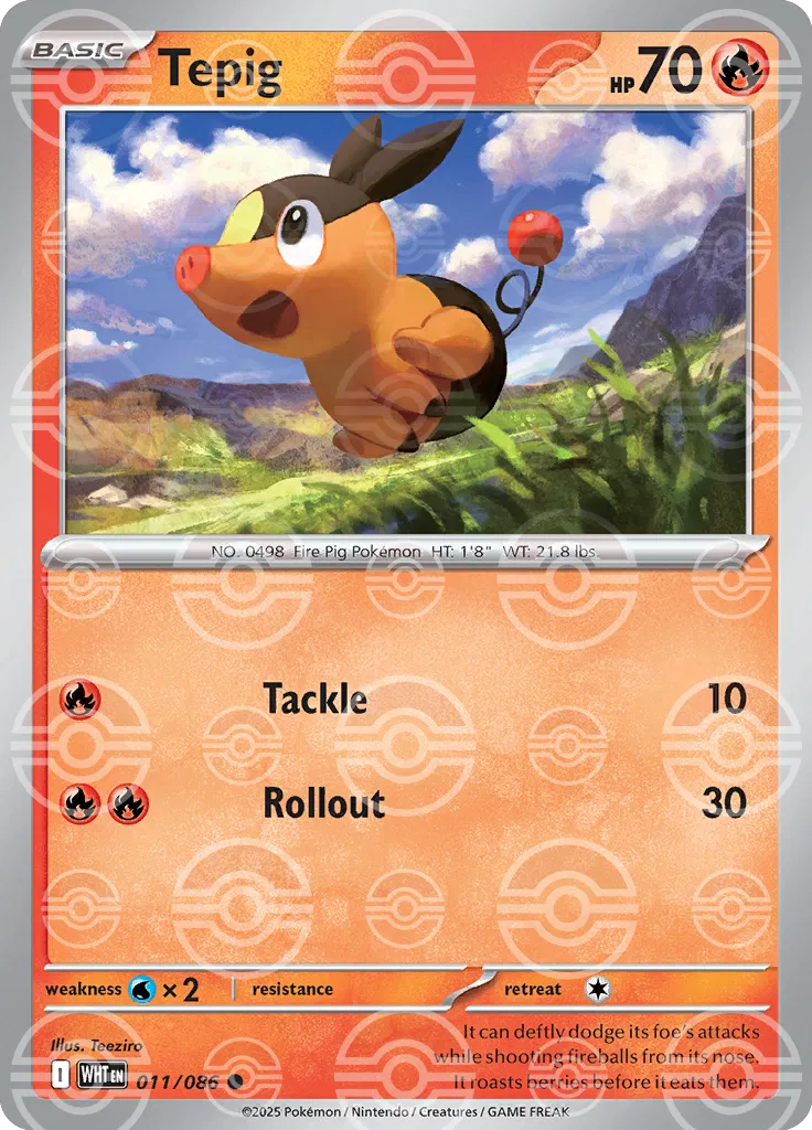 Tepig 011/086 WHT Poke Ball Pattern