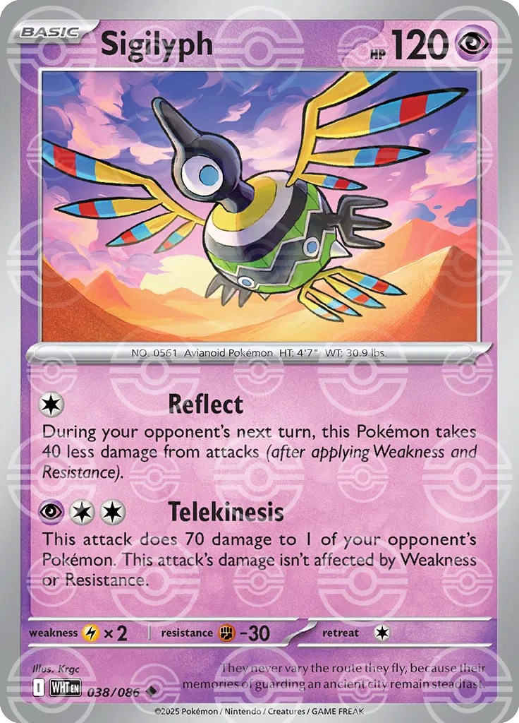 Sigilyph - 038/086 (Poke Ball Pattern) - SV: White Flare (WHT)