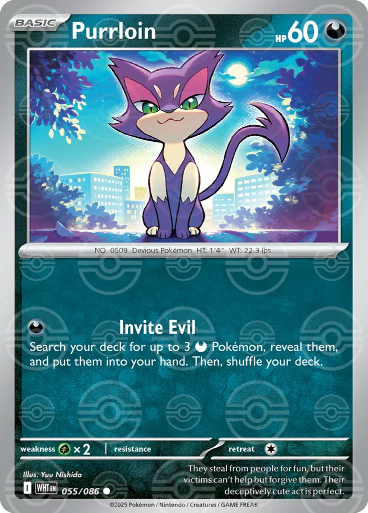 Purrloin (Poke Ball Pattern) 055/086 · Holofoil (White Flare)