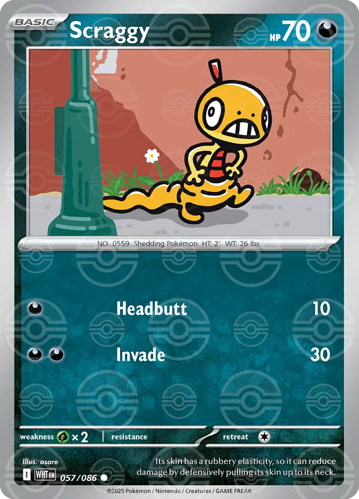 Scraggy - 057/086 (Poke Ball Pattern) - SV: White Flare (WHT)