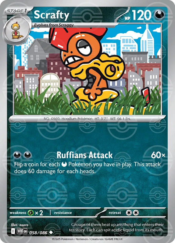 Scrafty - 058/086 (Poke Ball Pattern) - SV: White Flare (WHT)