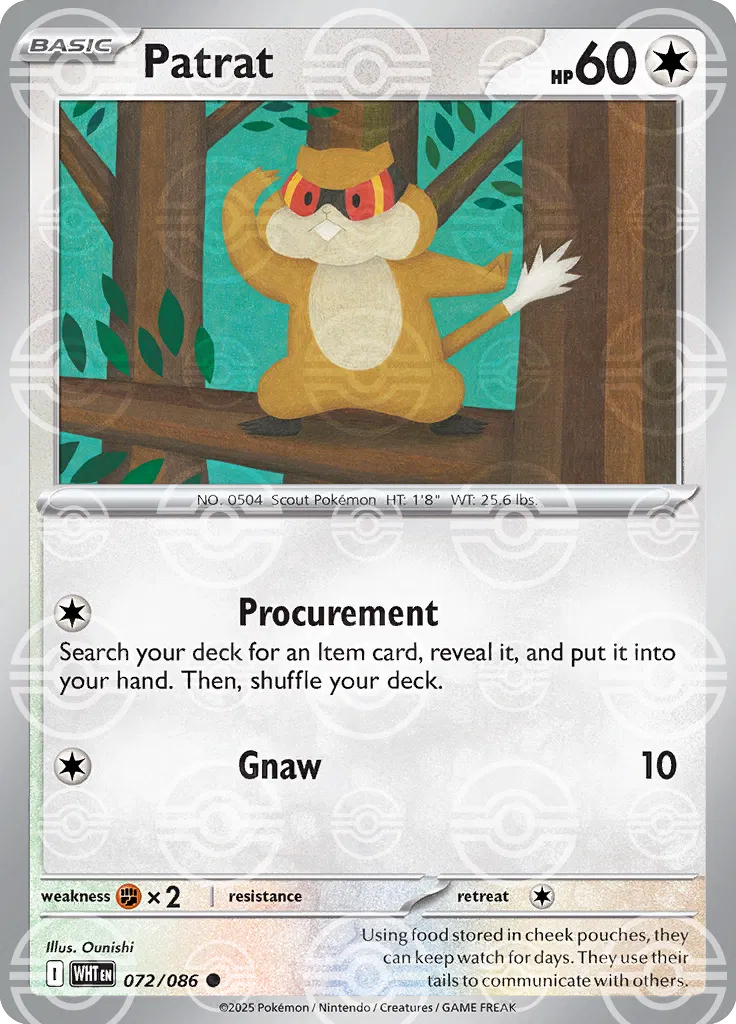 Patrat (Poke Ball Pattern) 072/086 (White Flare)