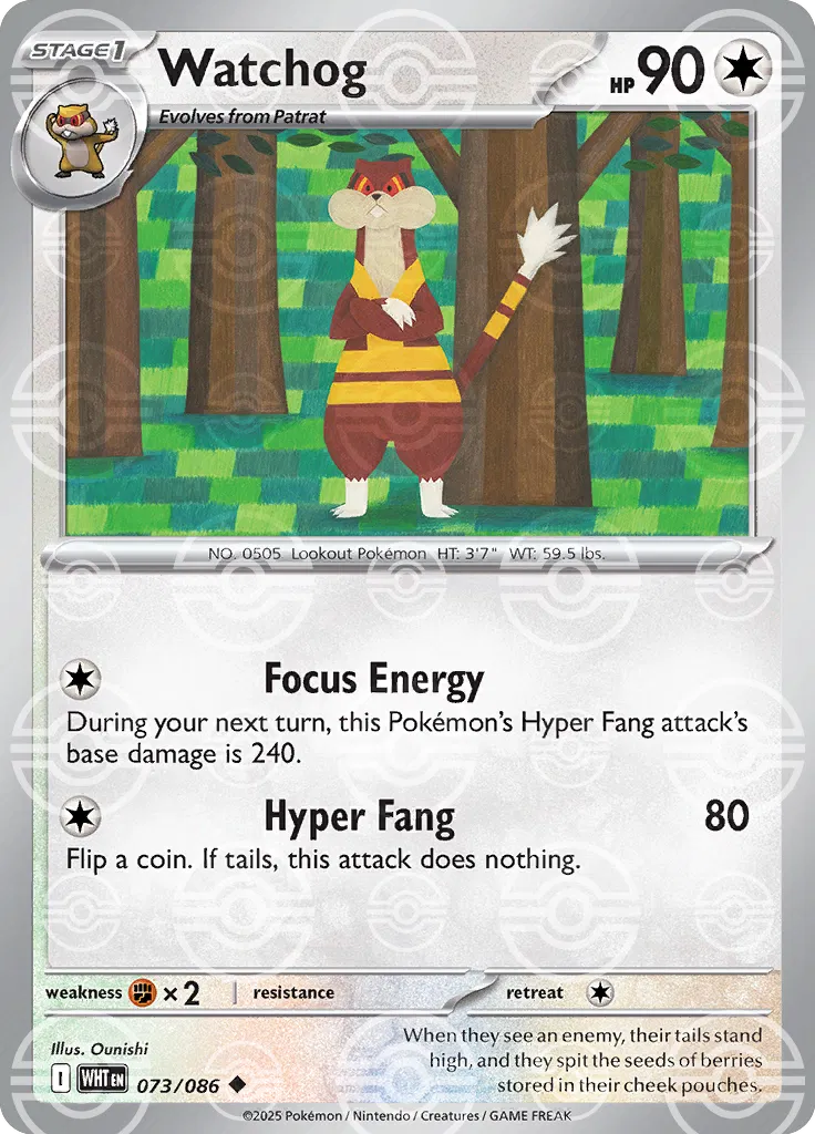 Watchog (Poke Ball Pattern) 073/086 · Holofoil (White Flare)