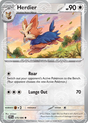 Herdier (Poke Ball Pattern) 075/086 · Holofoil (White Flare)