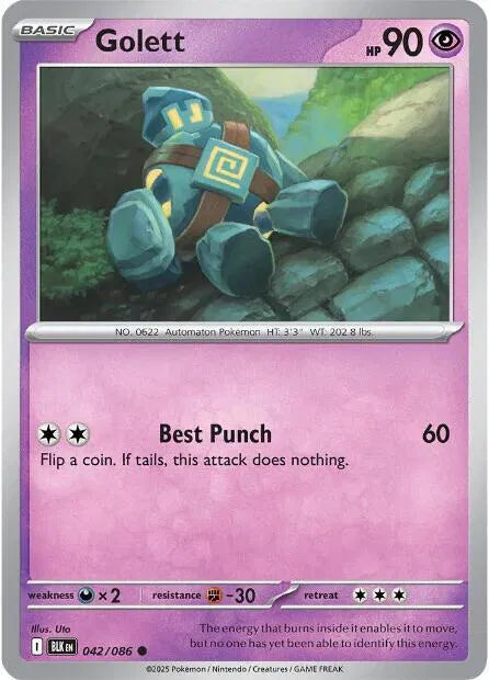 Golett 042/086 · Reverse Holo (Black Bolt)