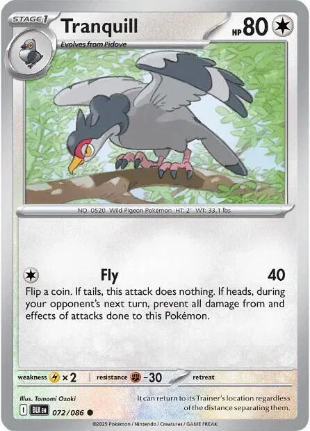 Tranquill 072/086 · Reverse Holofoil (Black Bolt)