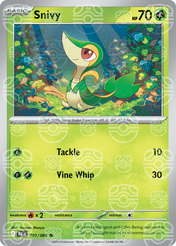 Snivy #001 Master Ball Reverse Holo - Black Bolt