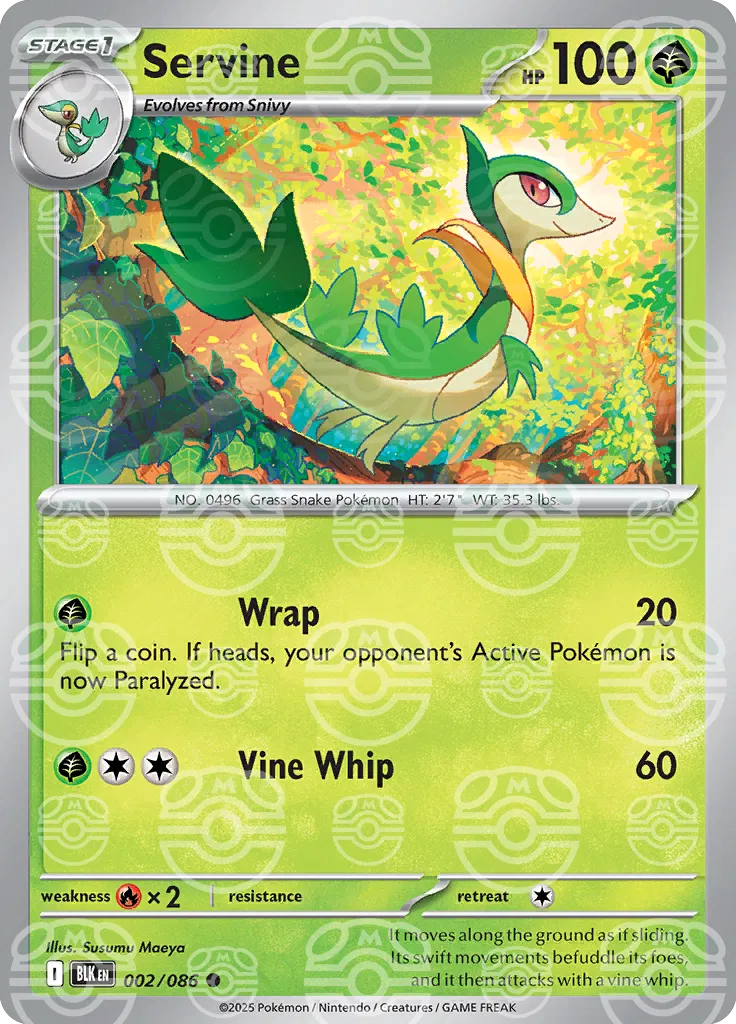 Servine (Master Ball Pattern) 002/086 · Holofoil (Black Bolt)