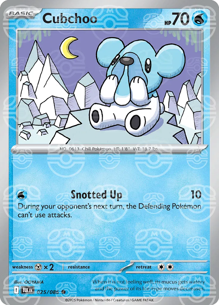 Cubchoo - 025/086 (Master Ball Pattern) - SV: Black Bolt (BLK)