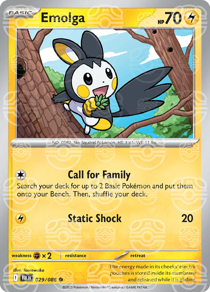 Emolga (Master Ball Pattern) 029/086 · Holofoil (Black Bolt)