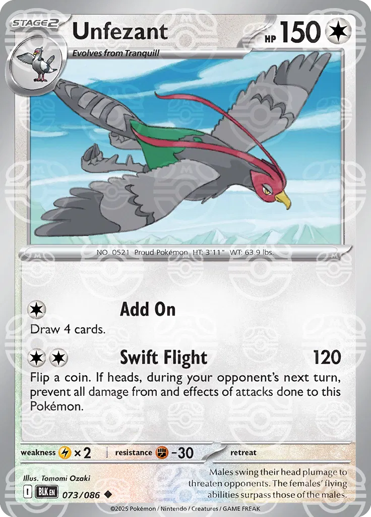 Unfezant (Master Ball Pattern) 073/086 (Black Bolt)