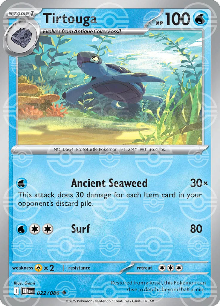 Tirtouga - 022/086 (Poke Ball Pattern) - SV: Black Bolt (BLK)