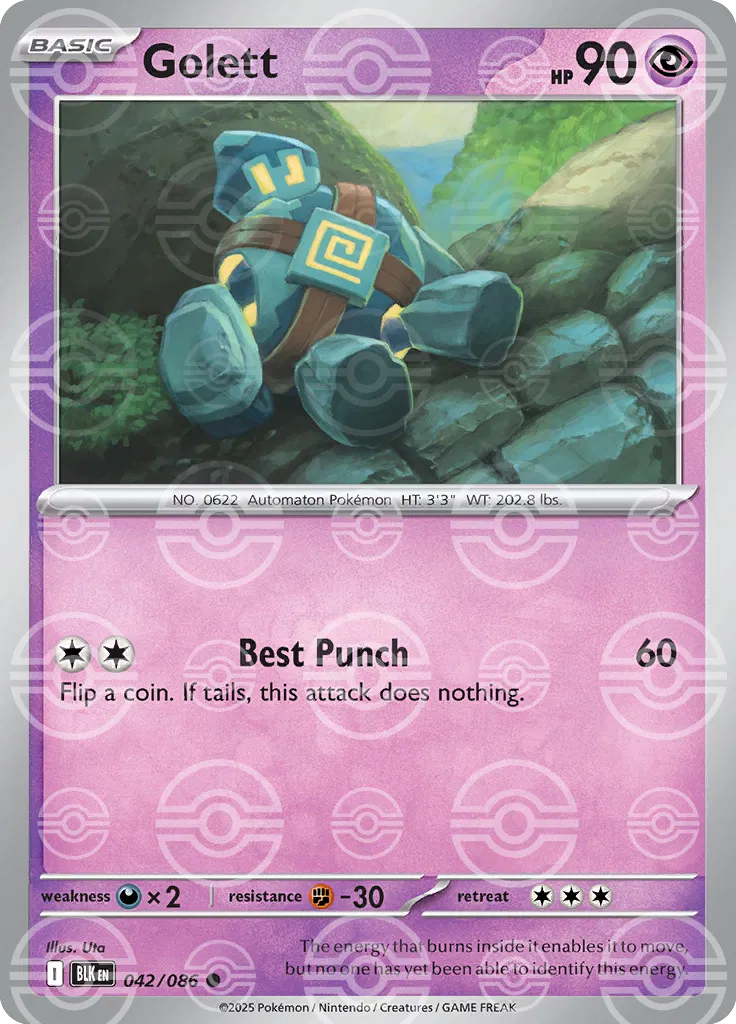 Golett - 042/086 (Poke Ball Pattern) - SV: Black Bolt (BLK)