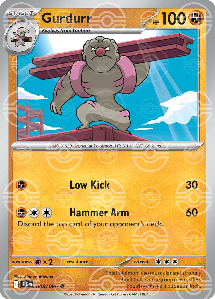 Gurdurr (Poke Ball Pattern) 048/086 · Holofoil (Black Bolt)