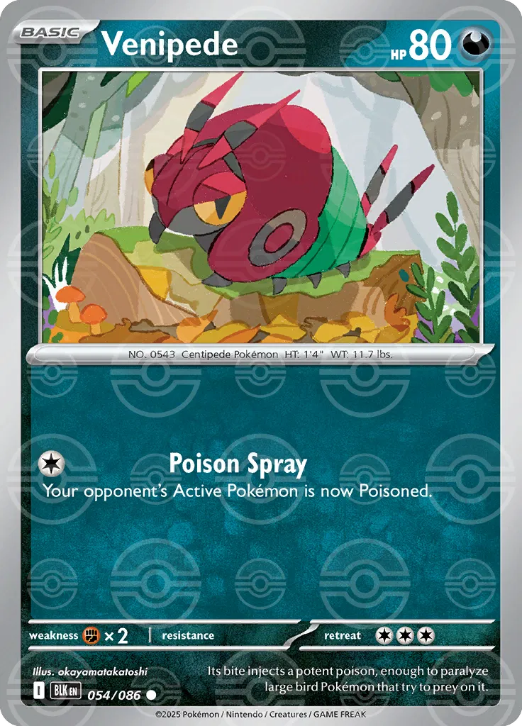 Venipede - 054/086 (Poke Ball Pattern) - SV: Black Bolt (BLK)