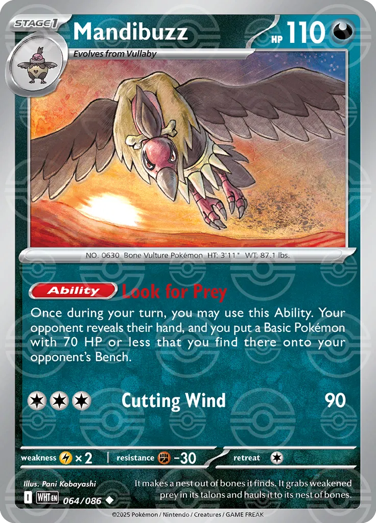 Mandibuzz (Poke Ball Pattern) 064/086 · Holofoil (White Flare)