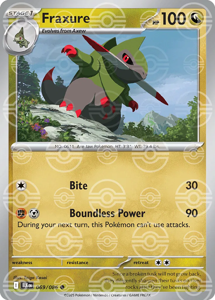 Fraxure (Poke Ball Pattern) 069/086 · Holofoil (Black Bolt)
