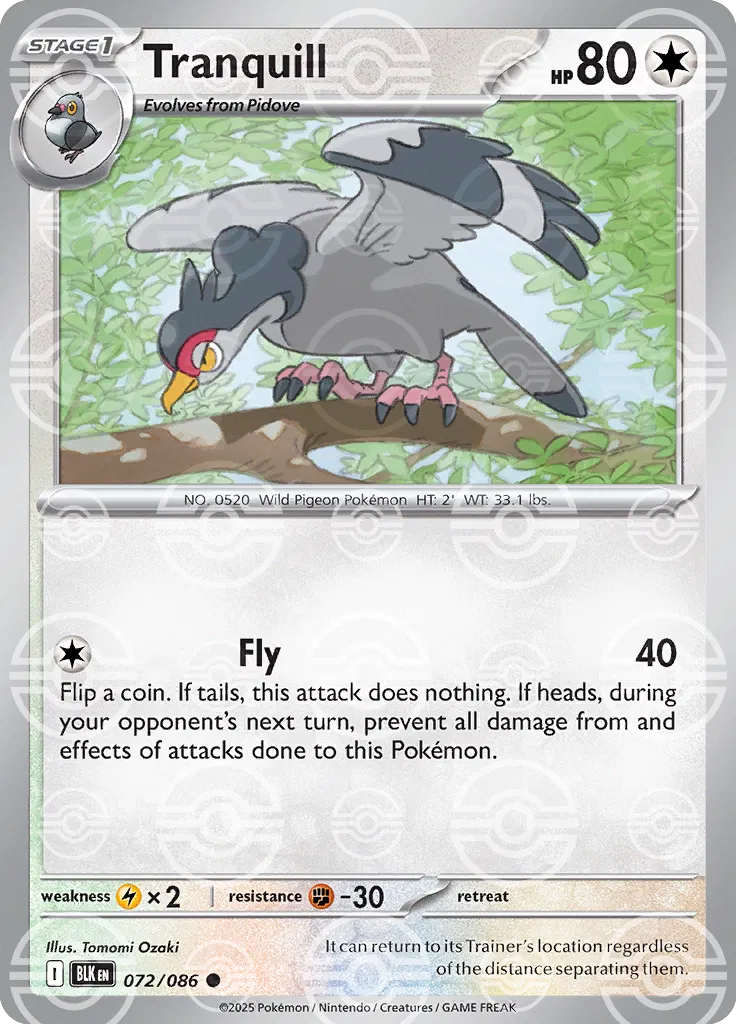 Tranquill (Poke Ball Pattern) - SV: Black Bolt (BLK)