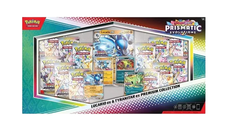 Prismatic Evolutions Lucario ex & Tyranitar ex Premium Collection (Sam's Club) · Collection Box · Normal (Miscellaneous Cards & Products)