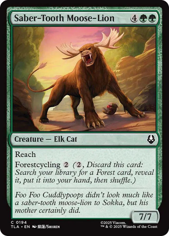 Magic The Gathering Avatar: The Last Airbender Saber-Tooth Moose-Lion C 194 FOIL