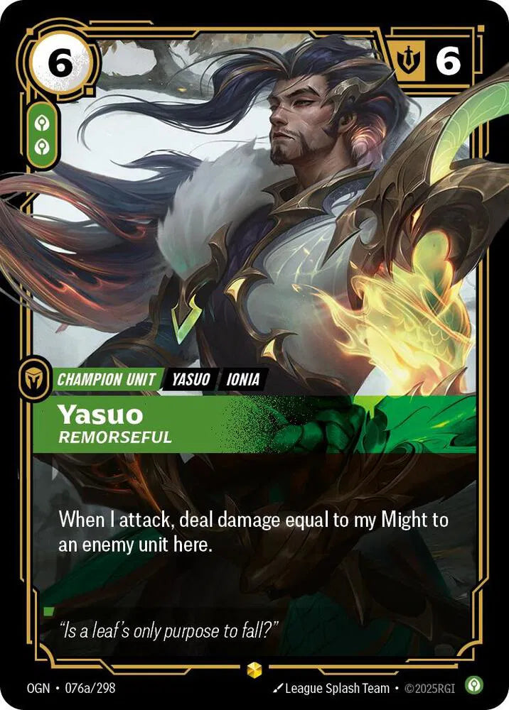 Yasuo - Remorseful (Alternate Art) 076a/298 (Origins)