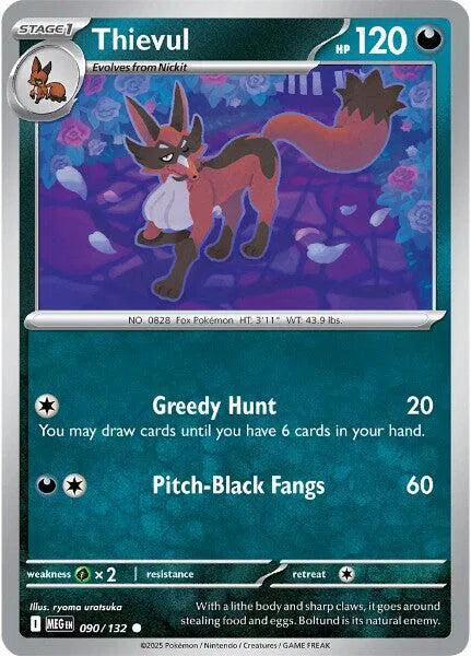 Thievul 090/132 · Reverse Holofoil (Mega Evolution)
