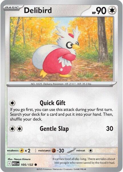 Delibird 105/132 · Reverse Holofoil (Mega Evolution)