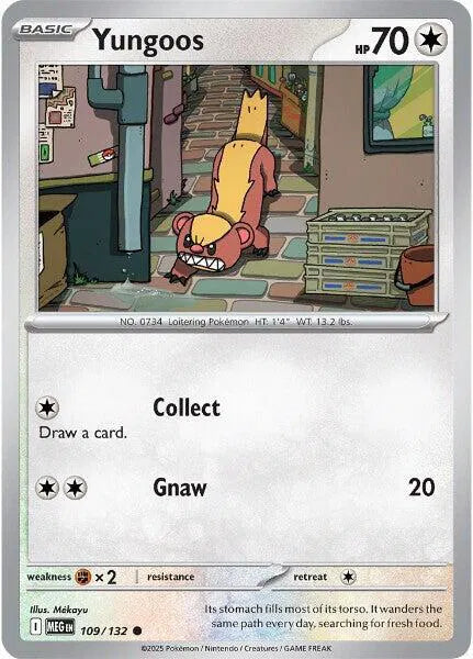Yungoos 109/132 · Reverse Holofoil (Mega Evolution)
