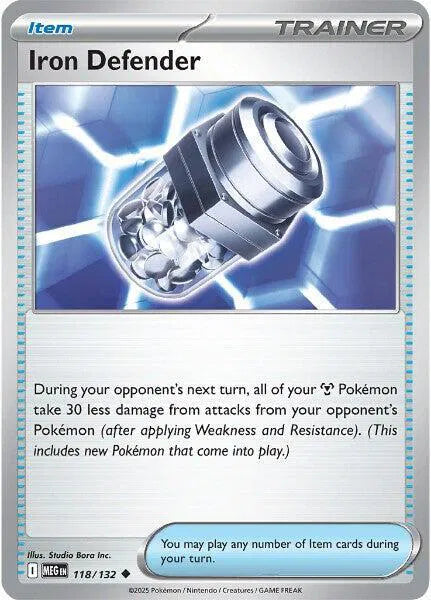 Iron Defender 118/132 · Reverse Holofoil (Mega Evolution)