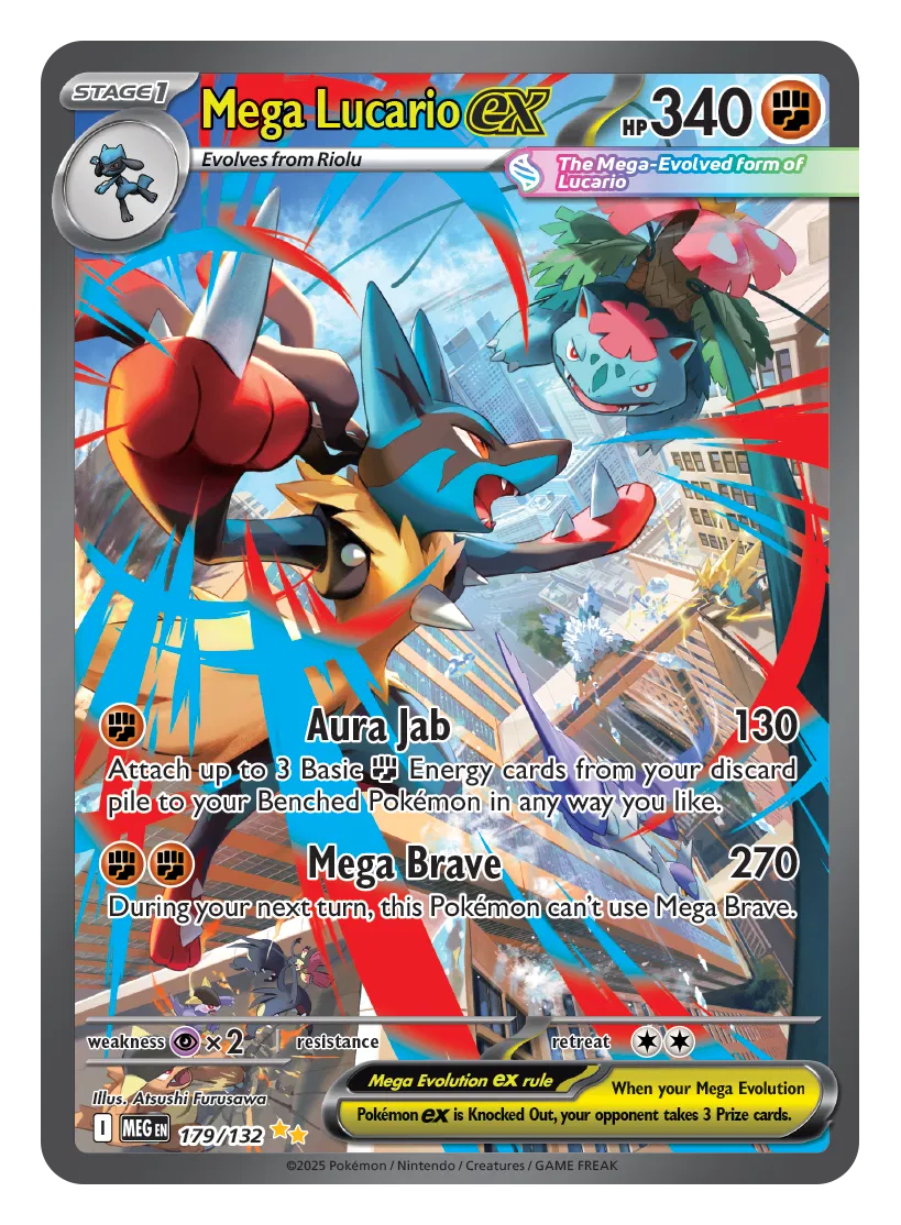 Mega Lucario ex 179/132 (Mega Evolution) — PSA 10