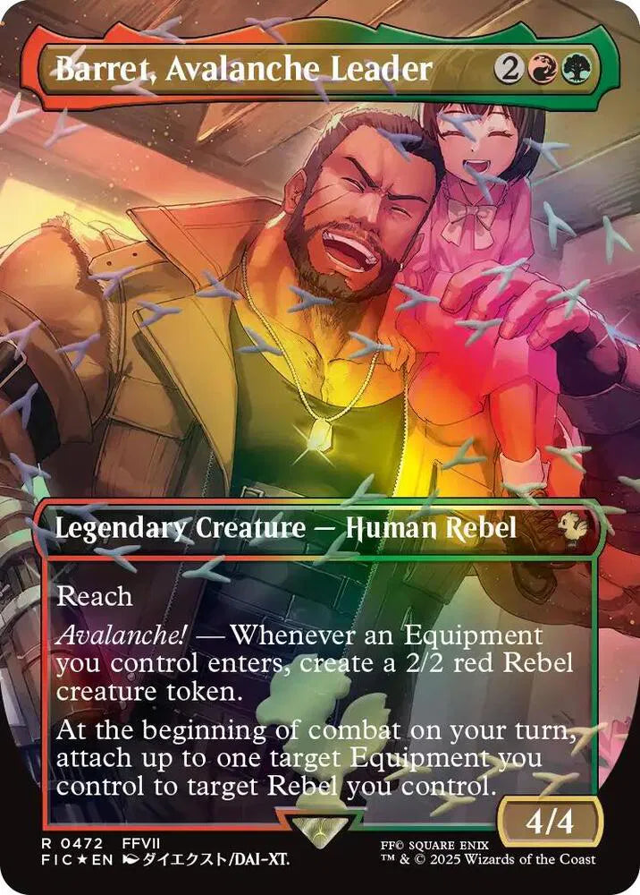 Barret, Avalanche Leader (Borderless) (Chocobo Track Foil) 472 (Commander: FINAL FANTASY)