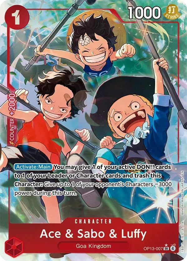 Ace & Sabo & Luffy (Alternate Art) OP13-007 (Carrying On His Will)